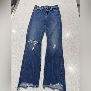 MOTHER Distressed Blue Flare Jeans